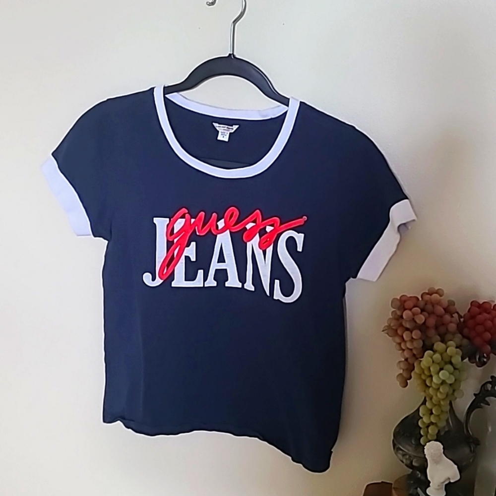 Vintage guess jeans tshirt red white and blue
